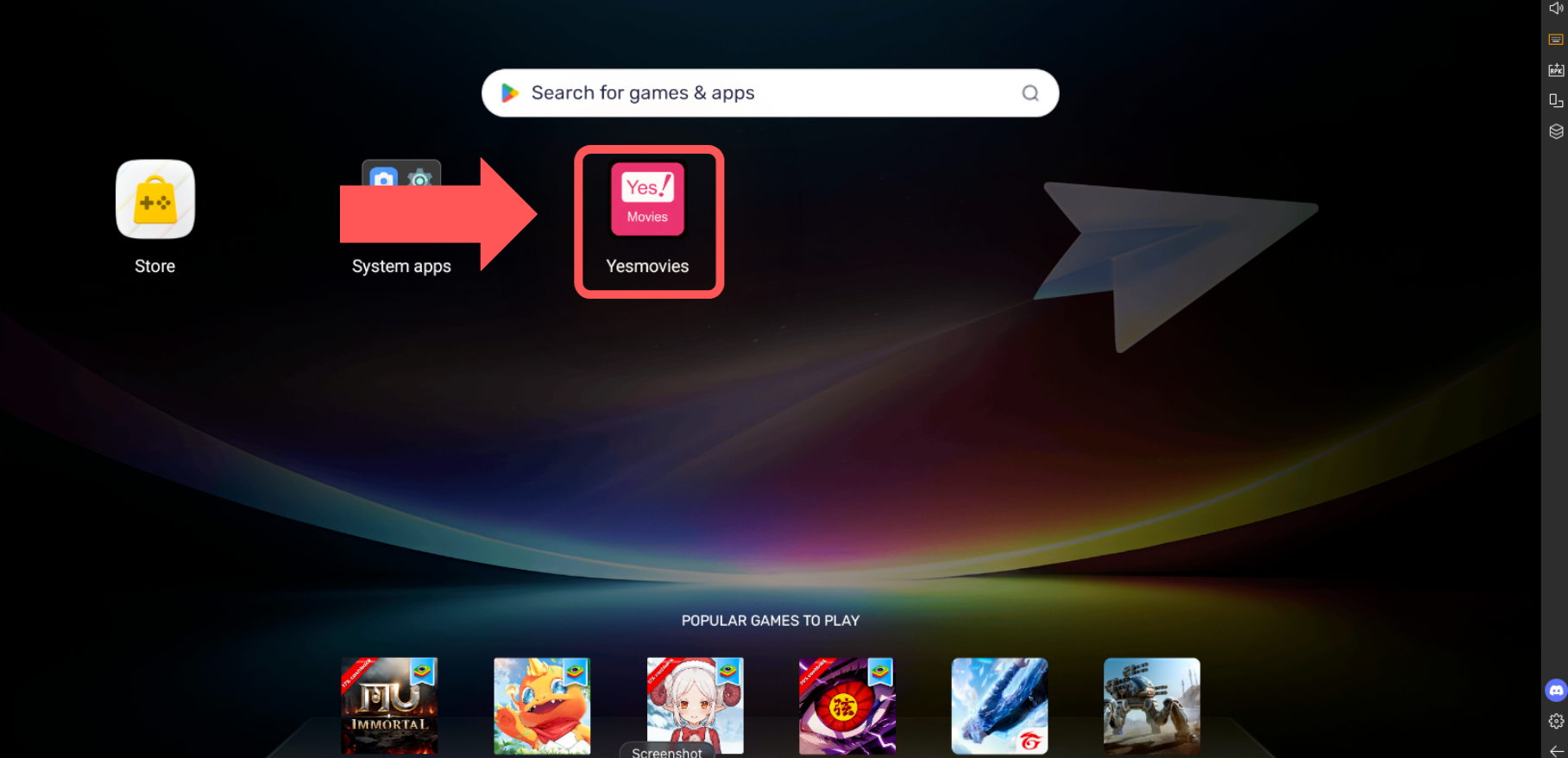 Movies app on Mac - BlueStacks main dashboard ready to use