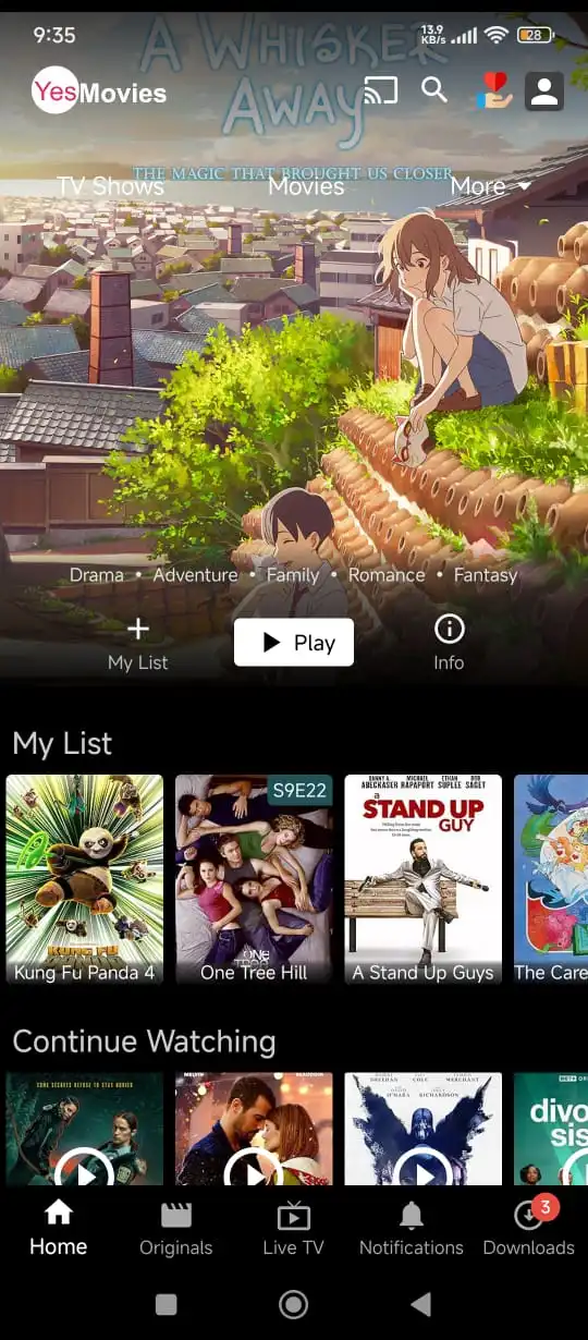 movies apk home screen ui